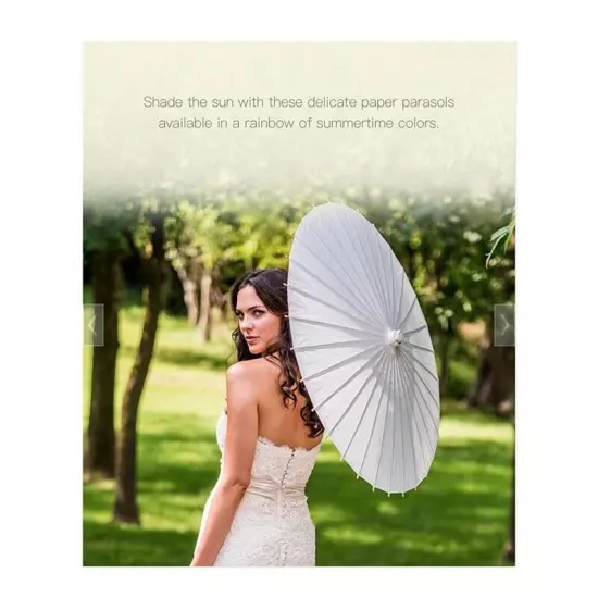 5PCS Parasol 60Cm Beach Umbrella White DIY Umbrella Photography Props for7447