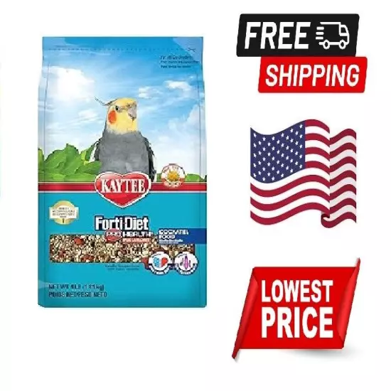 Kaytee Forti-Diet Pro Health Cockatiel Pet Bird Food with Safflower, 4 Pound