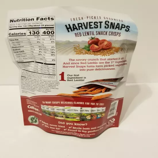 (2) Harvest Snaps Crisps 1 x Mango Chili Lime & 1 x Tomato Basil 3.3 oz Đ