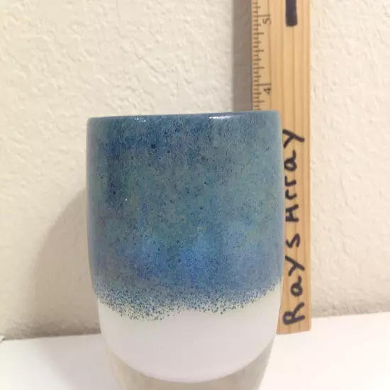 GLASSYBABY Candle Holder Dark & Light Speckles blue teal white iridescent Votive