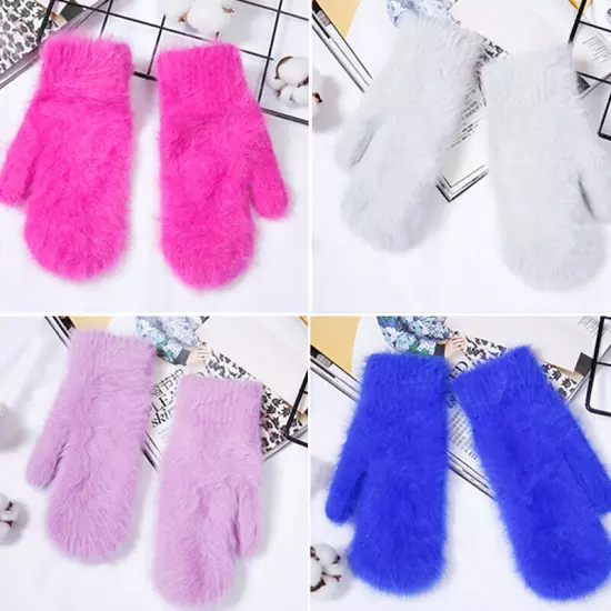 New Gloves Rabbit Wool Winter Fur All Finger Warm Fashion Mittens Warmer Gloves