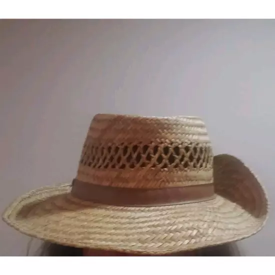 Summer Club Men’s Straw Hat Australian Styled. Size Large. Kangaroo Logo on band