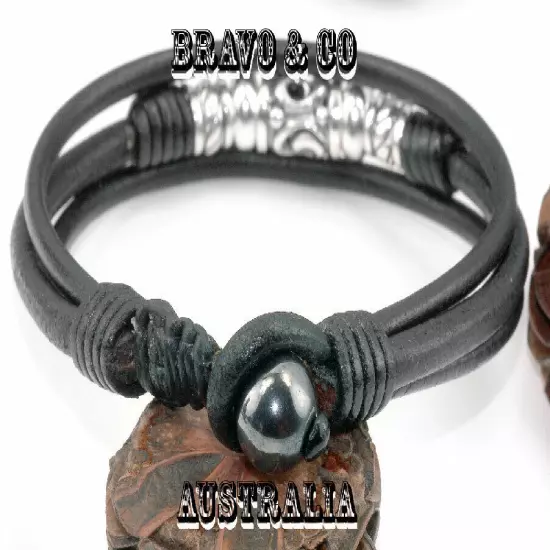 Armband Real 925 Sterling Silver, Leather Wristband Men Bracelet 5B-517