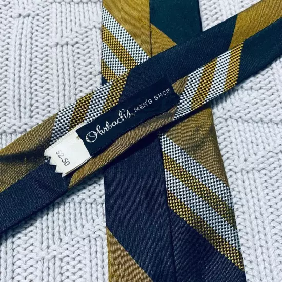 Vintage Ohrbach gold striped skinny silk tie