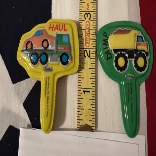 DecoPac 47 TONKA CUPCAKE PICKS TOPPERS 2006 HASBRO DUMP TRUCK SCOOP U-HAUL NEW