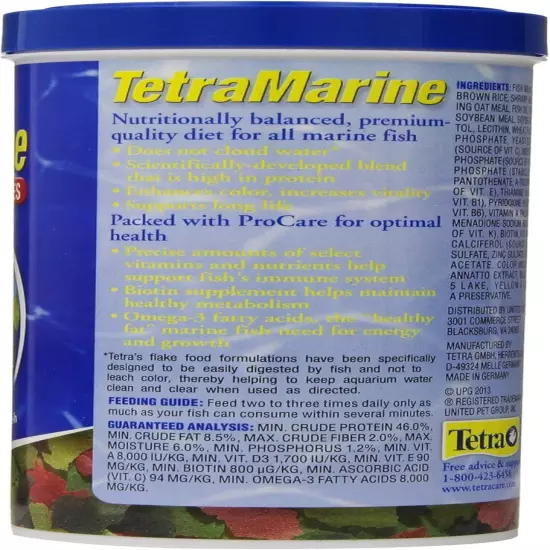 TetraMarine Large Saltwater Flakes, Nutritionally Balanced Fish Food for Saltwat