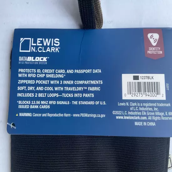 Lewis N. Clark RFID Hidden Travel Wallet, interior pockets Security & Safety BLK