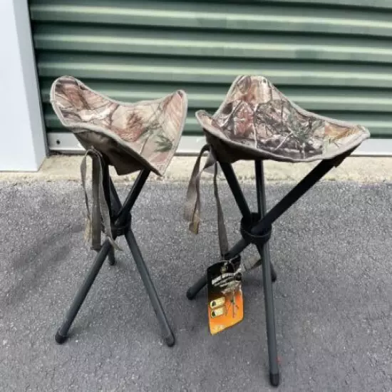 2 Tri-Leg Camo Hunting Folding Stool Camping Hiking 3 Leg Chair Tripod Seat