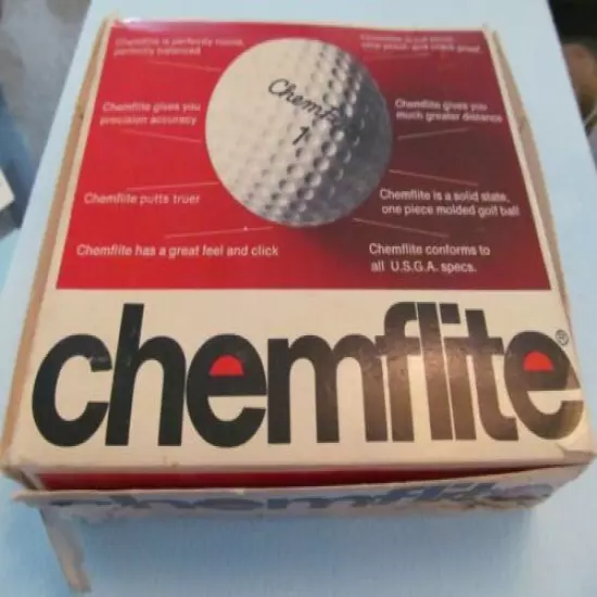 DOZEN UNUSED CHEMFLITE GOLF BALLS IN THE ORIGINAL DOZEN BOX