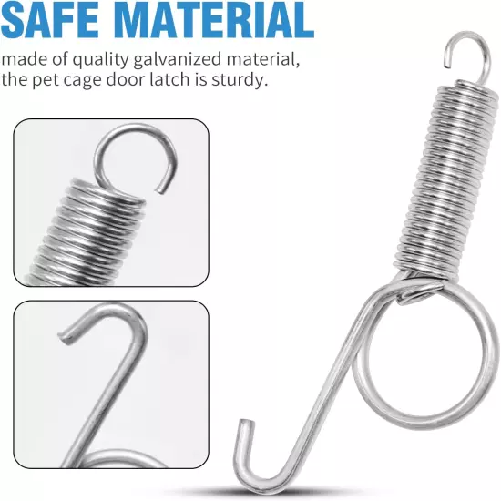 20 Pcs Spring Cage Latch Door Spring Hook Metal Finger for Fixing Rabbit, Dog, C