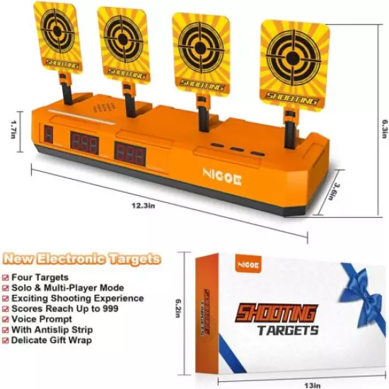 Electric Scoring Auto Reset Shooting @ Digital Target For Gun Toy Kids Gift Neu