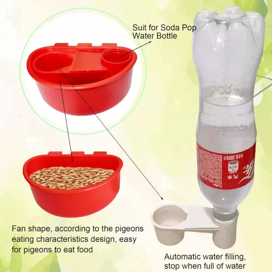 Cage Cups Birds Hanging Feeders Seed Feeding Cups Dish Pigeon Water Bottle Feede