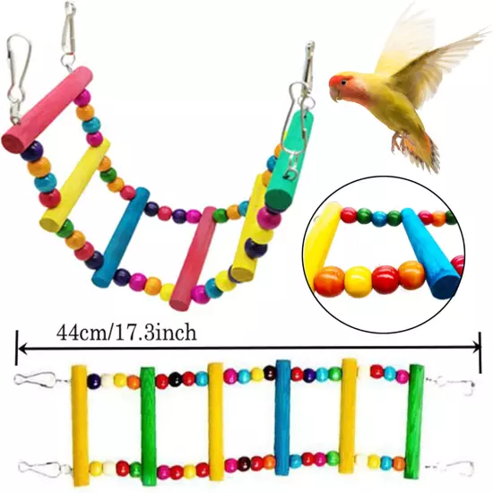 Bird Parakeet Cockatiel Toys, Hanging Bell Pet Bird Cage Hammock Swing Climbing