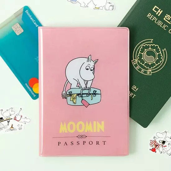 Cute Moomin Adventure PVC Passport Holder Cover Travel Wallet Organizer