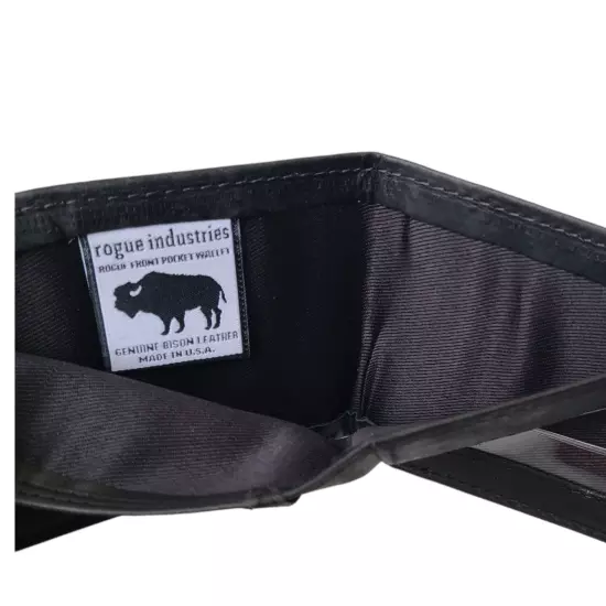 NEW Rogue American Bison Leather RFID Blocking Front Pocket Wallet BLACK