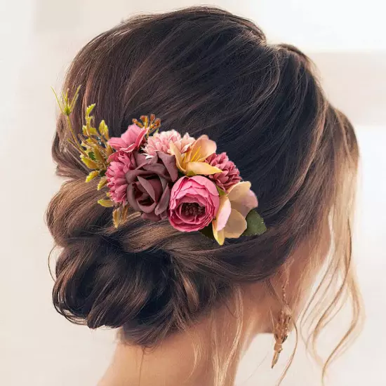 Bridal Boho Rose Flower Hair Comb Clip Hairpin Wedding Party Hair Accessories□