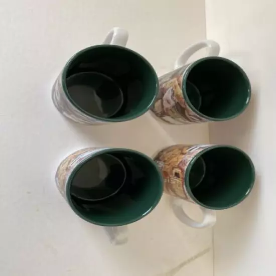 Gone Fishing Potpourri Press Coffee Mug ~ Vintage 1991 11 oz Cups ~ SET of 4