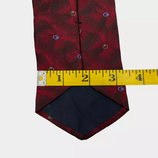 Yves Saint Laurent YSL Red Floral Geometric Vintage Necktie Tie 3" x 54"