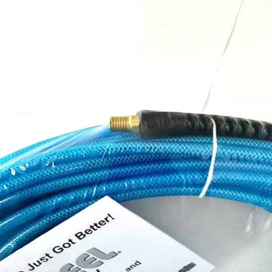 Coilhose Pneumatics PFE41004T FLEXEEL 1/4 x 100' Hose 1/4" MPT Fittings Blue