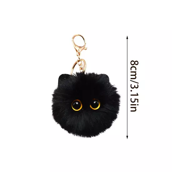 1Pc Fashion Ornaments Plush Keychain Schoolbag Pendant Cat Ball Black Cute