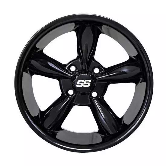 GTW Golf Cart Wheel | 10x7 | Centered| Gloss Black | Center Cap Included