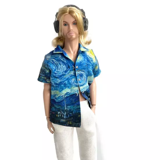 Hawaii Shirt + Lenin Pants ( Van Gogh Starry Night) for Fashion Royalty,Ken