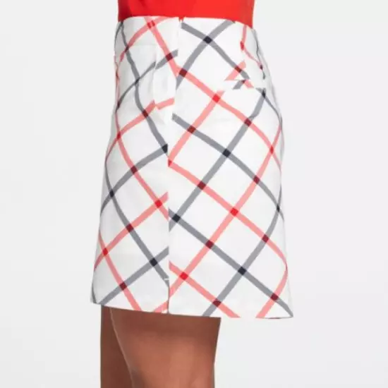 NWT Lady Hagen plaid golf skort white blue red size 16 stretchy pockets