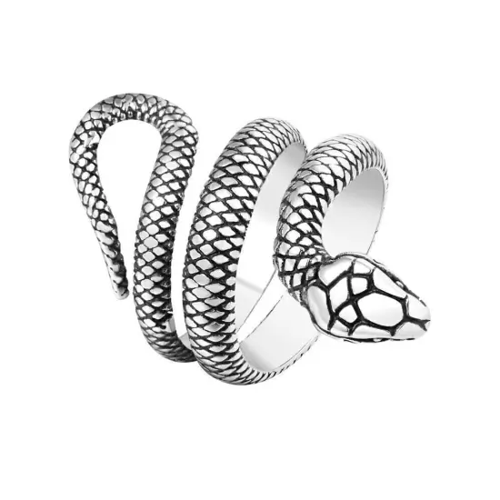 Vintage Men Women Snake Wedding Band Ring Stainless Steel Punk Snake Pinky Ring