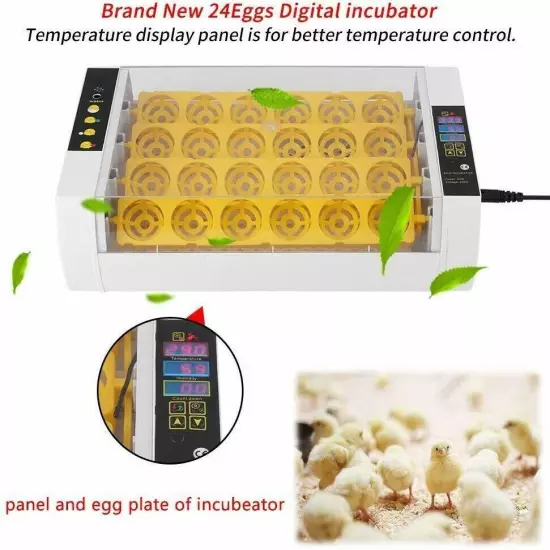 24 Eggs Dual Power Supply Turning Incubators Digital Poultry Chicken Hatcher