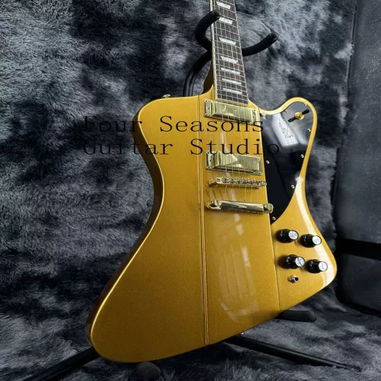 Solid Custom Gold Firebird Electric Guitar Gold Part Black Pickguard 2H Pickups