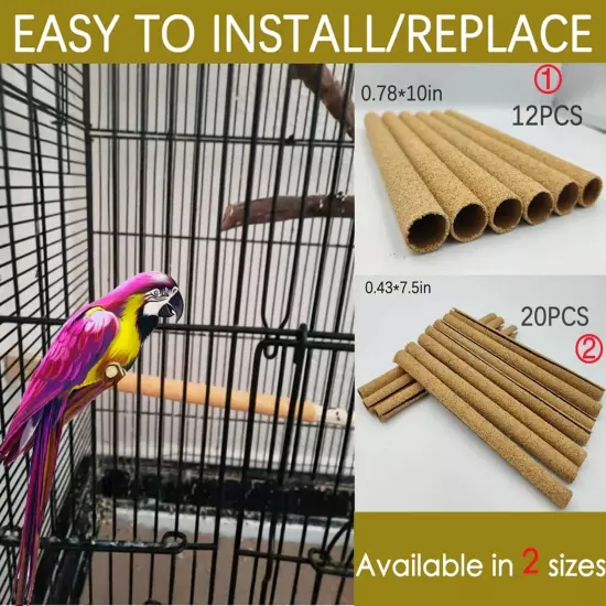 20Pcs Sand Perch Covers for Bird - 7.5" Bird Perchs Bird Stand Bird Cage Acce...