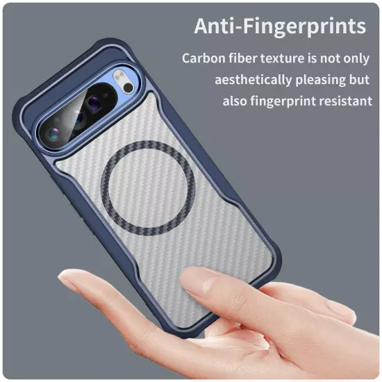 For Google Pixel 9 Pro XL/9 Pro/8A Non-Slip Carbon Fiber Texture Clear Slim Case