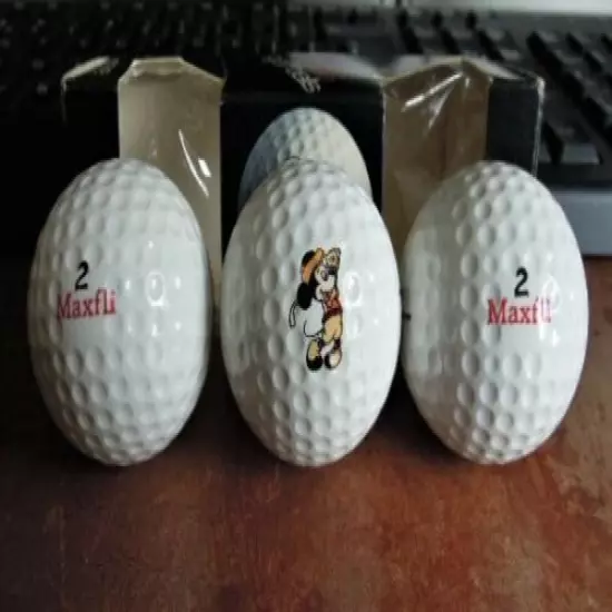 Vintage Golf Balls - Spalding Kro-Flite & Dunlop Maxfli 1.68" - Disney Logo's