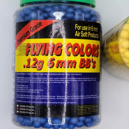 Lot of 2 4000 Pellets Flying Colors .12g 6mm Air Soft Pellets Blue and Yellow