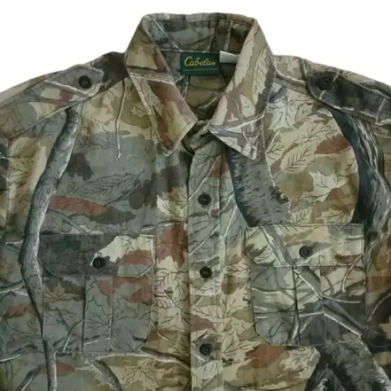 VINTAGE Cabelas Camo Flannel Mens Shirt Button Up Hunting Starlite 1992 Size L