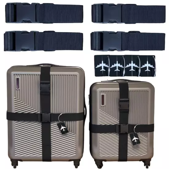 Variety4all 8 Pack Luggage Set, 4 Pack Straps and 4 Pack ID Tags, Heavy-Duty 79"