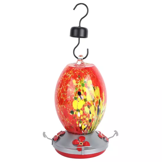 Q1)Hummingbirds Water Feeder Colorful Painting Glass Bird Feeding Tool For