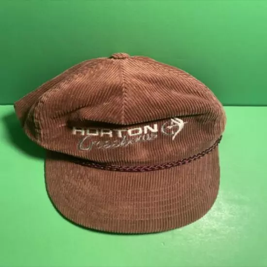 Vintage Horton Crossbows Bow Hunting Brown Corduroy Snapback Hat Cap (b17)