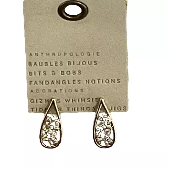 NWT Anthropologie Inner Crystals Teardrop Earrings Gold SRP $32