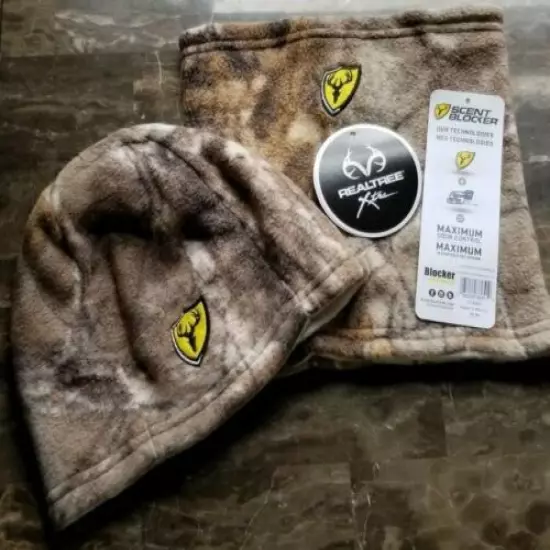 NEW RealTree Xtra AP SNOW Fleece Beanie & Gaiter Camo Winter Face Mask Hat Neck