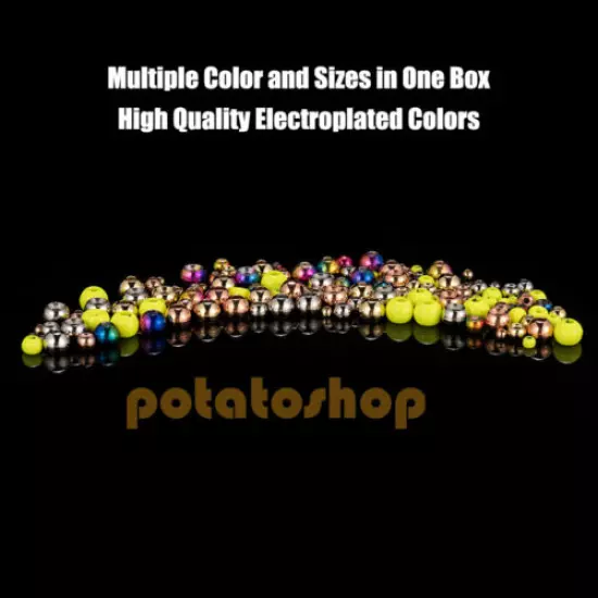 150pcs Fly Tying Tungsten Beads Set Round 5 Colors in Size 2mm 3.3mm and 4.6mm