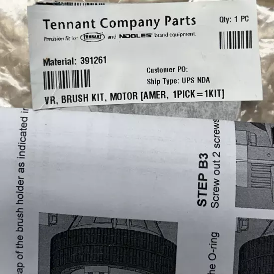 Tennant 391261. Carbon Brush Kit For T7 Or 7100 Drive Mtr. New, OEM,complete Kit