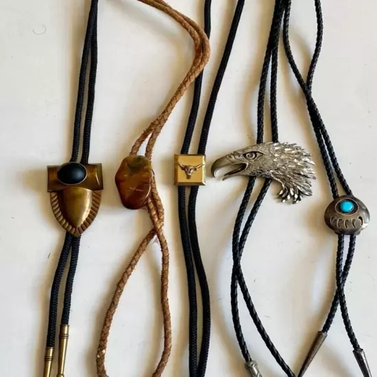 Vintage Lot of Metal Stone Bolo Ties IC Lot E