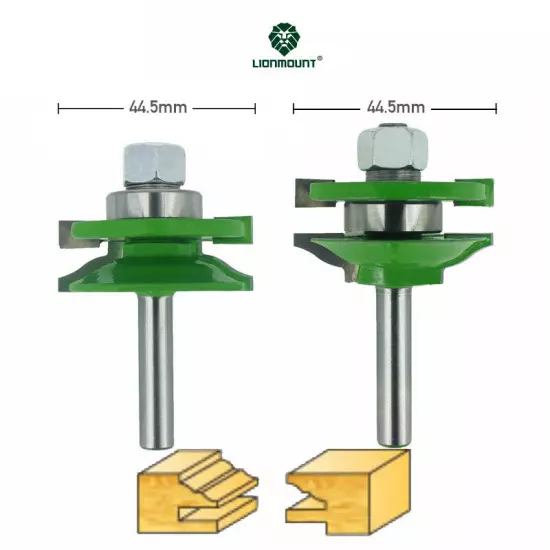 8mm Shank Tenon Joint Router Bits Set Tongue & Groove Woodworking Cutter Green