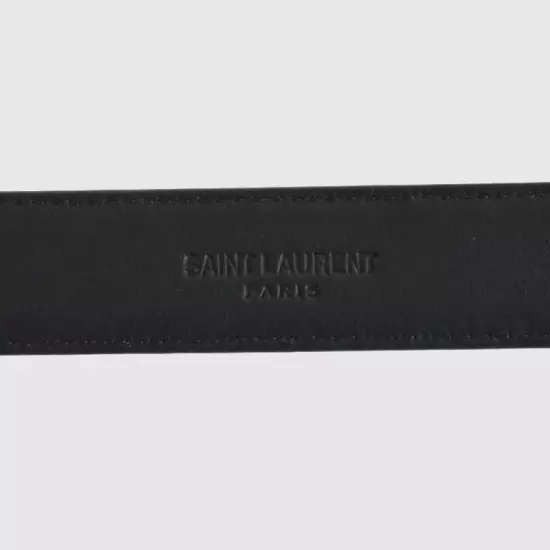 SAINT LAURENT Grain De Poudre YSL-LOGO CASSANDRE Women's SKINNY Belt 85cm US34