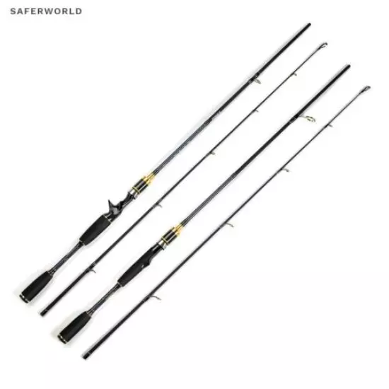 Spinning Casting Fishing Rod Light Pole Black M Power Sections Carbon Fibers 1.8