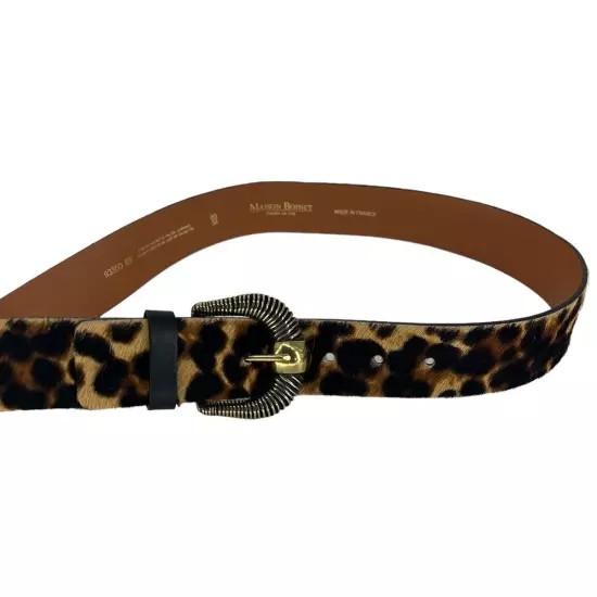 Maison Boinet Leopard Printed Calf Hair Belt Size 85; US 4-6