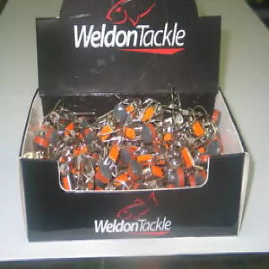 Counter Display Box Of 100 Planer Board Release Clips Weldon Tackle NEW IN BOX 