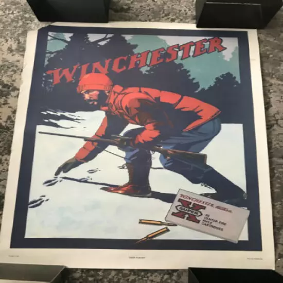 Vintage NANCY STAHL Winchester 1981 Deer Hunter Paper Poster Advertising Sign