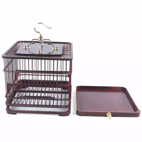 Bird Cage Dark Red Cage Bird Cage Retro Pet Nest Home With Removable Drawer